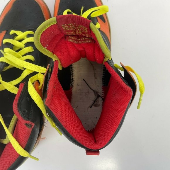 Nike Dunk High Shoes Black Bright Cactus Orange Blaze Red Mens Size 8 - Picture 7 of 8